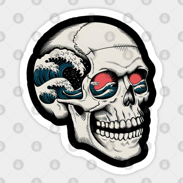 Tides of Mortality Skull Sticker by MakerMind8.2